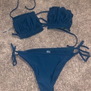 teal/dark greenish bikini